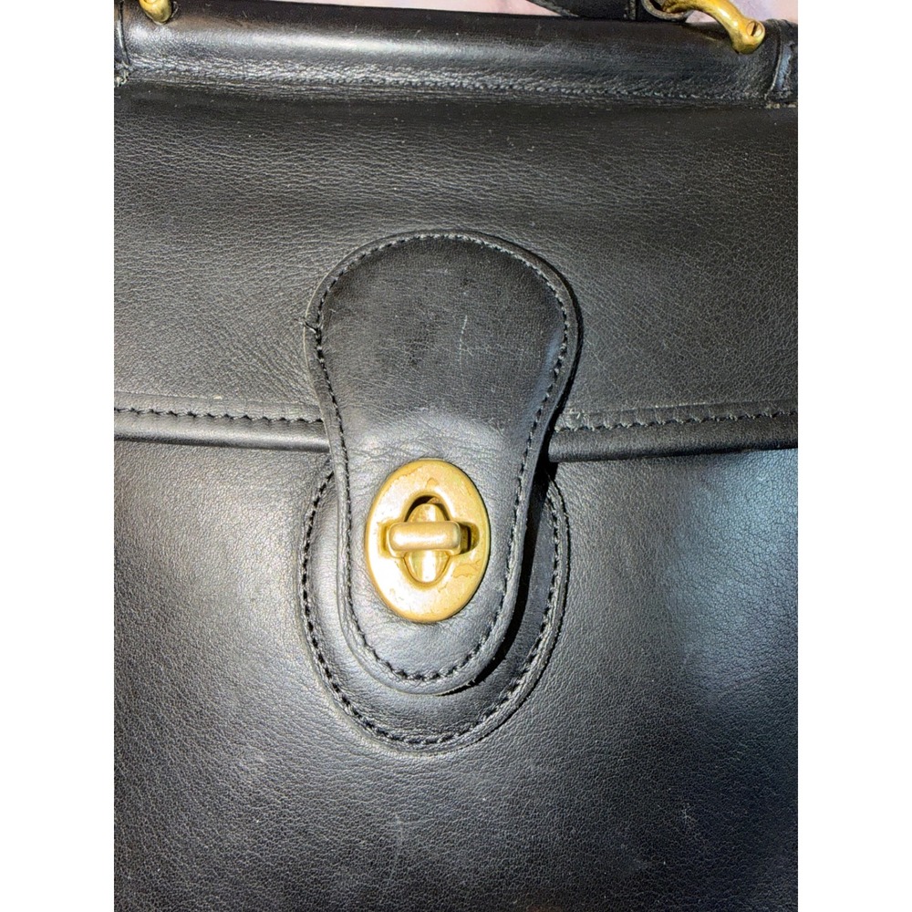 Vtg Coach Murphy Blk Leather Bag Crossbody Turnlock Brass Classic 9930 Mini - Picture 9 of 15